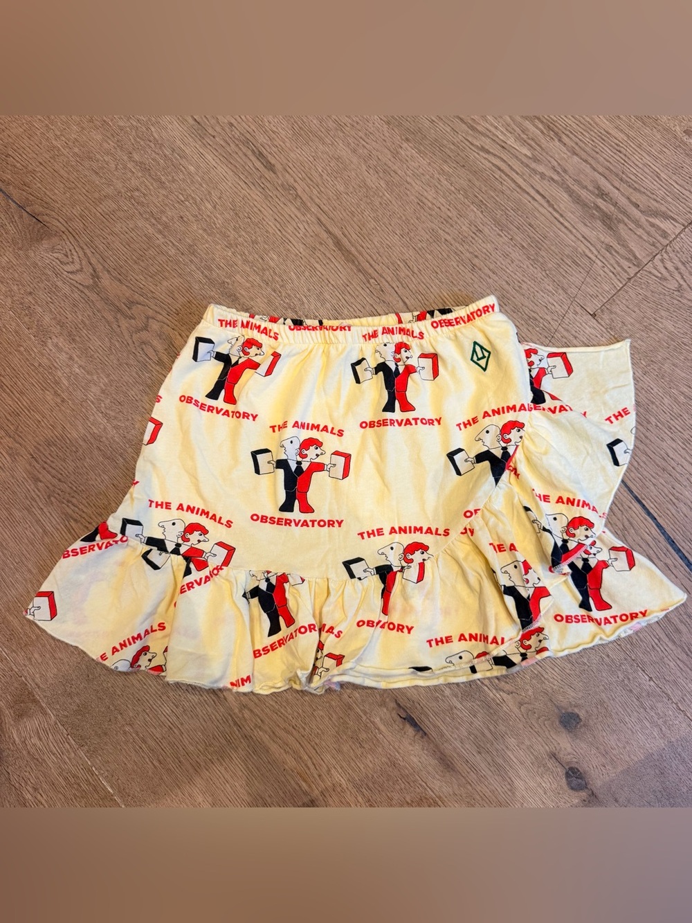 The Animals Observatory Yellow girls  Graphic Ruffle Mini Skirt